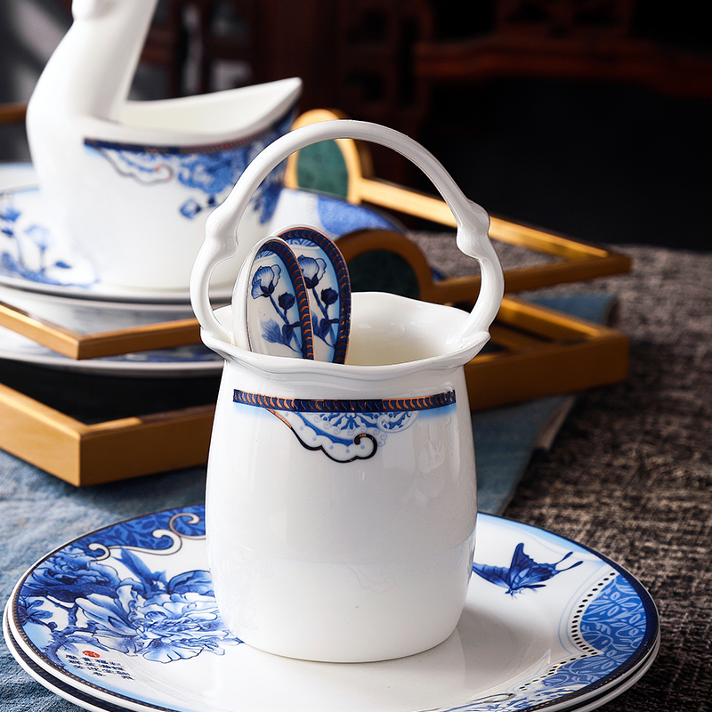 The dishes suit home dishes Chinese blue and white porcelain tableware tableware suit household contracted ikea dish bowl are optional