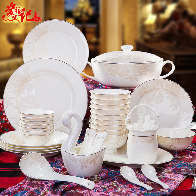 Jingdezhen tableware suit household of Chinese style simple ipads bowls set tableware new heat insulation bowl combination dishes suit