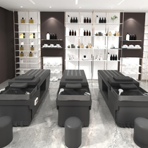All-black series barbershop special shampoo bed high-end hair salon Thai massage hair treatment shampoo bed lying flat water heater