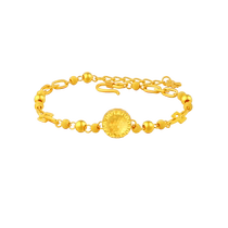 Старый храм золотой фут золотой 999 подсолнечный шквальный золотой браслет цепная цепная цепь светло-песчаная золотая жемчужина игристое яркое