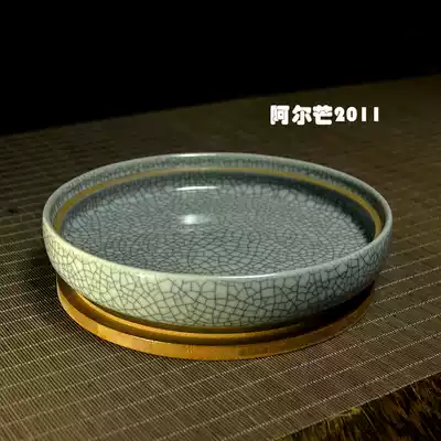 Longquan celadon with bamboo base 20cm with stone gold calamus bonsai hydroponic golden grass Pot Pot