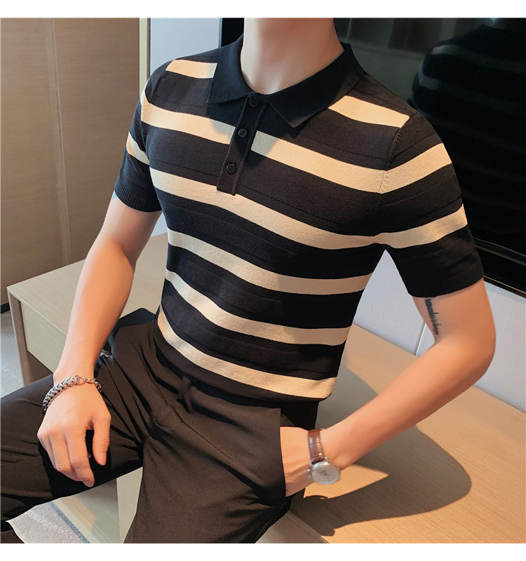 Mens Designer Polo Shirts With Short Sleeve Casual Tops Fashions Top Grade New Summer Brand Striped knitting 6 O1CN01RHDAeL1pVDecfApyi !!702805365