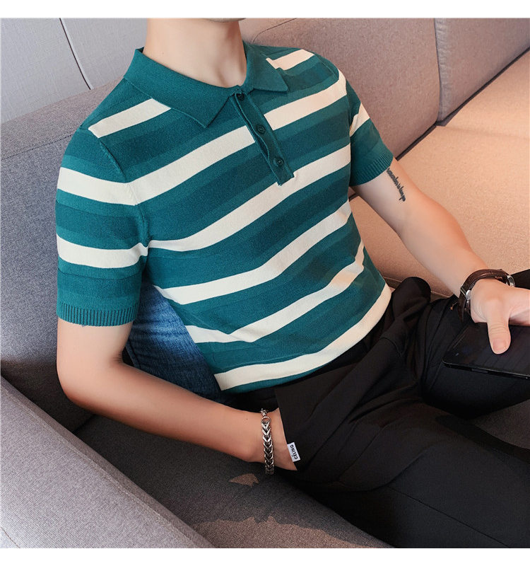 Mens Designer Polo Shirts With Short Sleeve Casual Tops Fashions Top Grade New Summer Brand Striped knitting 16 O1CN01kTnZqo1pVDeZpKo6u !!702805365
