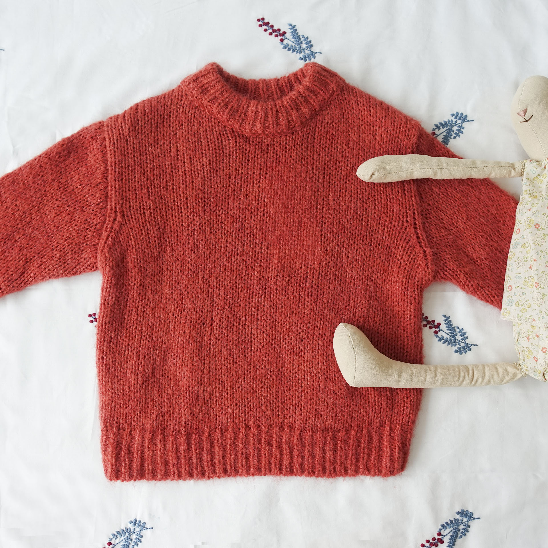 90-130 yard brick red girl blend sweater jacket head autumn winter child dress with children round neckline knit wool top