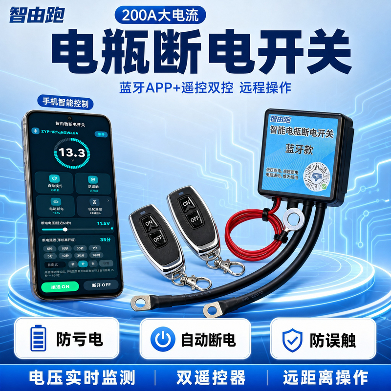 Small-Sized Scooter Battery 12V Switch Anti-Leakage, Anti-Drain, and Anti-Drainage Protector with Remote Control, Simple Model