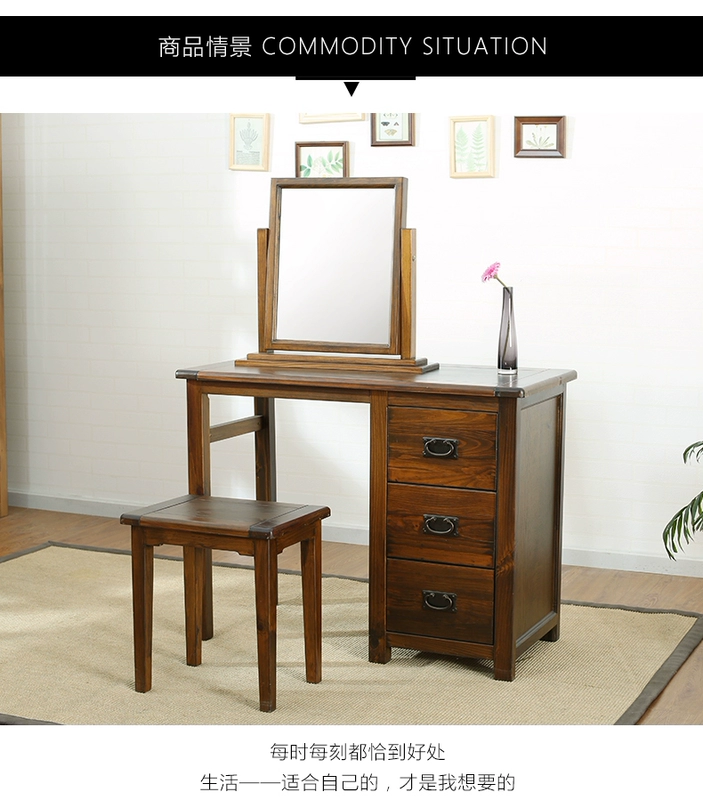 Jane trang điểm nhà đẹp gương máy tính để bàn Mỹ retro gương bàn trang điểm gương nhỏ gương vuông đồ gỗ rắn - Gương