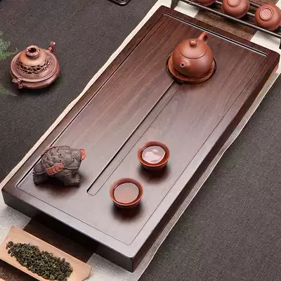 Whole piece of ebony tea tray household kung fu tea set simple solid wood tea table black wood tea tray rosewood tea Sea