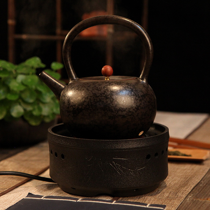 Home Cooking Tea Instrumental Kongfu Tea With Pu'er Black Tea Burning Water Tea Maker Wellness Pot Old Iron Pot Raw Iron Pot Black Crystal Stove