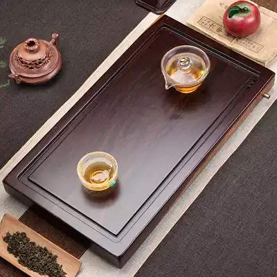 Ebony tea tray tea table kung fu tea set small tea sea whole piece solid wood household tea tray drainage quiet