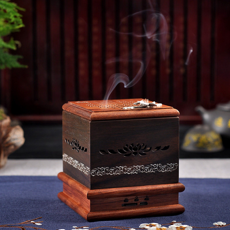 The Wise classical music machine Bluetooth sound plum flower incense burner incense holder incense burner Incense Burner Incense Stove Wood Home Speaker Small Portable Retro Intercalation Machine Elderly Carry-on Card Player