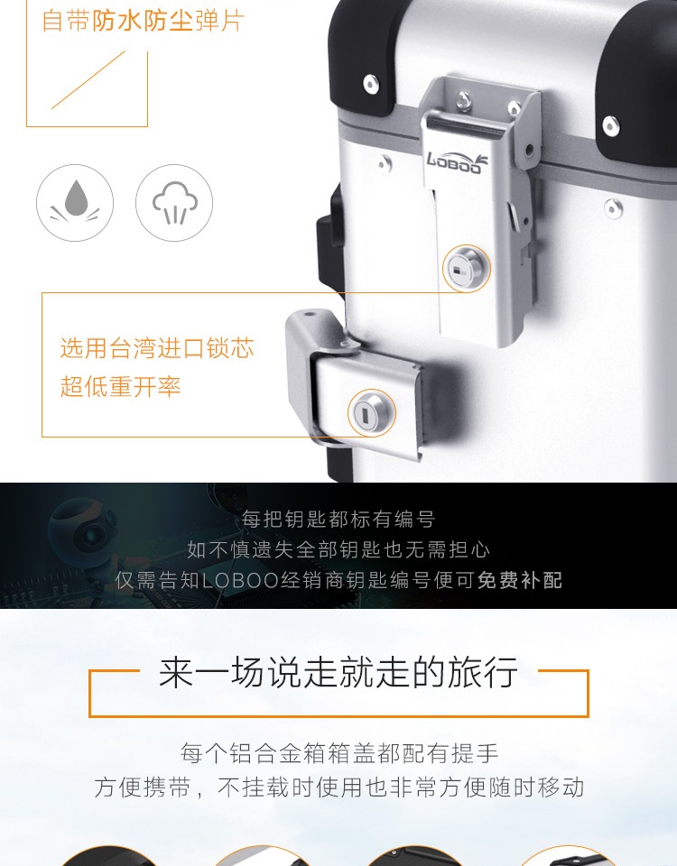 LOBOO củ cải xe máy bên hộp DL250 bên hộp khung phía sau hộp phía sau phát hành nhanh chóng nhôm bên hộp hộp phía sau thùng hông xe máy