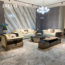 Italian light luxury high-end luxury villa leather sofa modern large apartment living room sofa 2024 new
