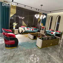 Italian light luxury post-modern leather sofa high-end luxury villa Napa leather 123 modular sofa