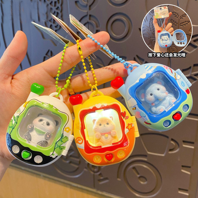 Cartoon Luminous Keychain Car Ornament Cute Pet Zodiac Pendant Children's Wooden Fish Toy Gift Hanging Decoration Night Light