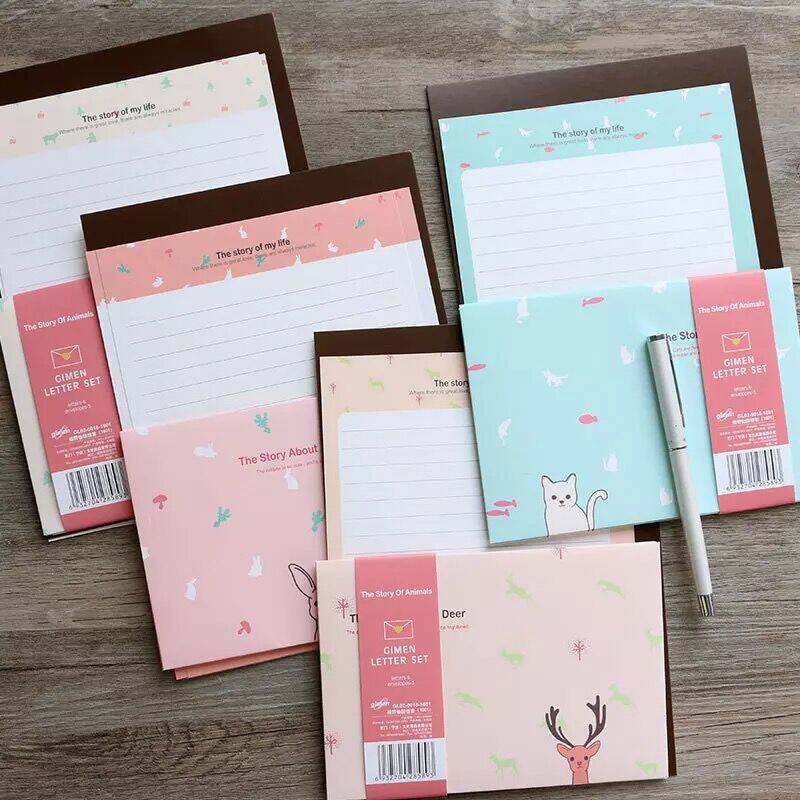 Giant Gate Korean Edition Flower Letter Paper Envelope Cute Creative Kraft Paper Vintage Animal Card Communication Cover