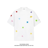 Головоломка в форме цветка, летняя футболка с коротким рукавом для влюбленных, в американском стиле, с вышивкой, этнический стиль