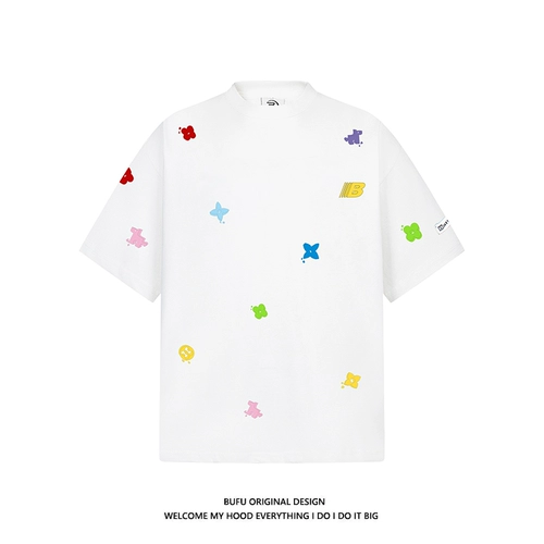 Головоломка в форме цветка, летняя футболка с коротким рукавом для влюбленных, в американском стиле, с вышивкой, этнический стиль