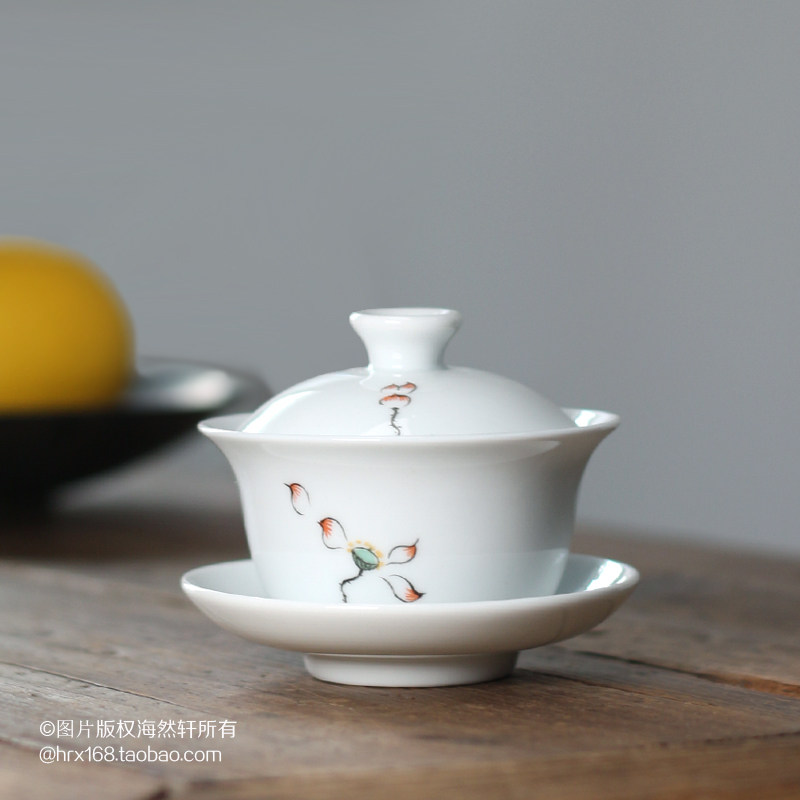 Glazed colored hand - drawn cock cup Three - talent cup Ceramic tea bowl Kung fu tea set mini - small mark