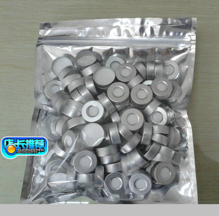 100只钳口顶空进样瓶盖垫 开口铝盖特氟龙垫片20*3mm白色