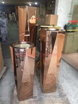 Stainless Steel Flower Pots Hotel Ground Anise Vase Champagne Gold Decorative Florator Electroplating Process Metal Rhombus Vases