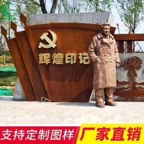 Custom Outdoor Landscape Red Culture War Sculpture Metal Stainless Steel Large Scene Museum Crafts