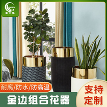 Stainless steel baking lacquered flowerpots metal flower case Embalming Hotel Office Square Combined Cylindrical Flower Bowl Floral Custom