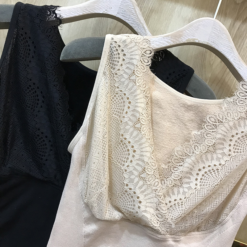 Terry nhung V-cổ ren cơ thể điêu khắc vest nữ sốt sợi định hình đồ lót ấm áo vest vest nữ thời trang đồ lót