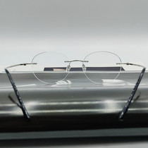 Oval frameless pure titanium art retro edge glasses frame mobile phone computer anti-blue light flat myopia glasses men and women