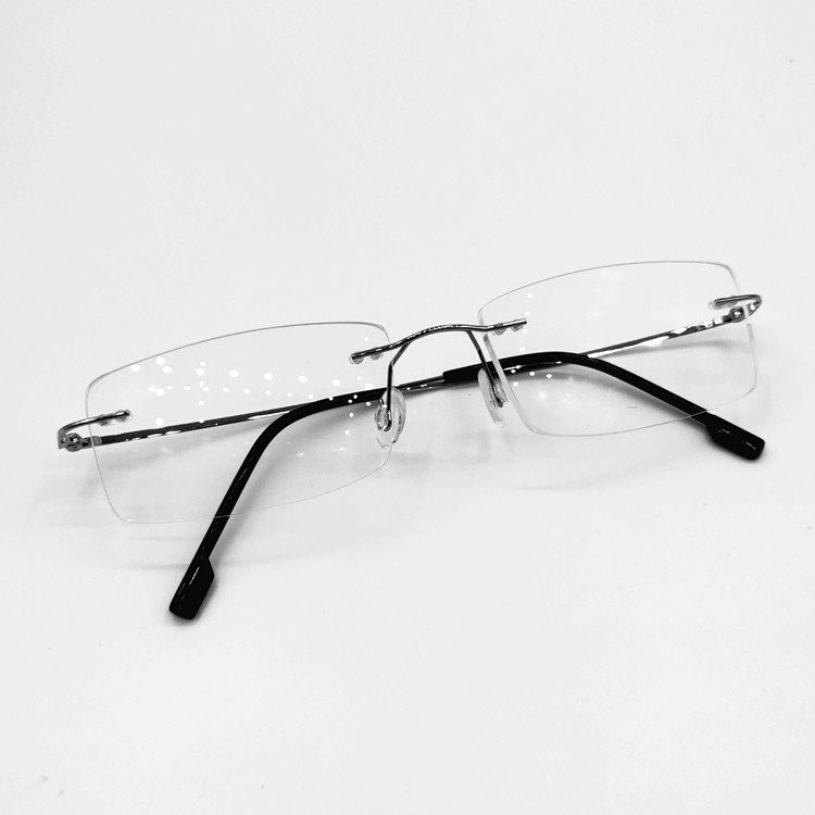 Pure titanium ultra light glasses Men and women No rims Nearsightedness Old Flowers Square Degrees Flat Light Anti Blue Light Radiation Business 858