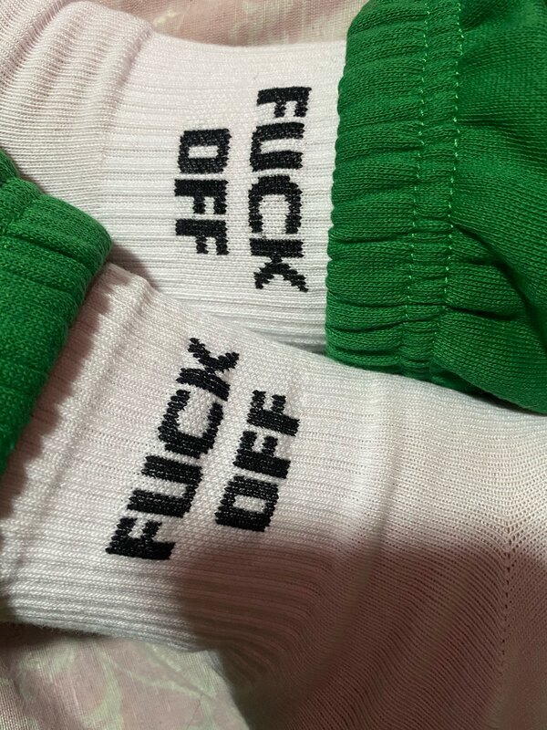 Socks for Men and Women, Mid-Calf Socks, ins Trendy Street Sports Style, European and American Lettering, I Don'T, White Socks, My Socks