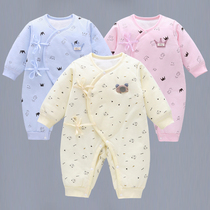 Baby jumpsuit Autumn and winter thickened warm newborn baby butterfly coat Newborn 0-3 months 6 padded clothes