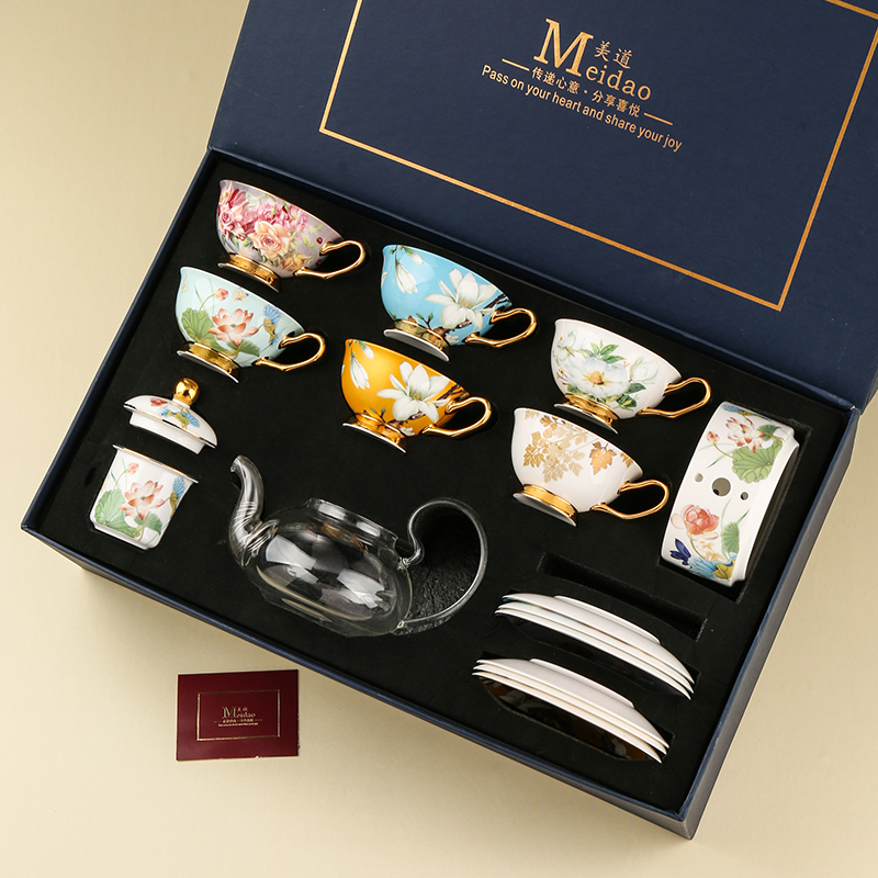 Meadow Flowers in heat-resistant glass Flower teapot candle Heating Boiled Tea Wellness Pot AFTERNOON TEA TEA SET SUIT-TAOBAO