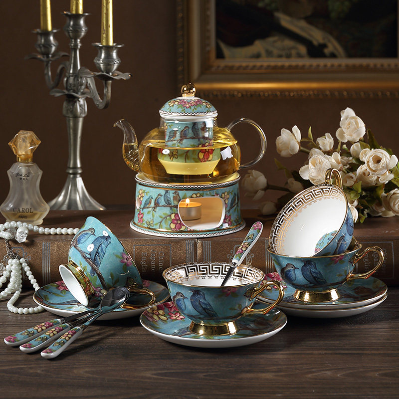 [USD 59.32] English afternoon tea set flower tea candle heating