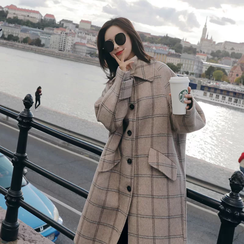 Woolen woolen coat, long jacket, 2022 years, mid-length, increased thickness