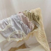 Strange uncle (soft feeling waffle) large elastic solid color simple waist lace side girl underwear breifs