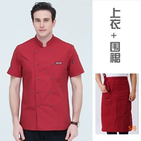 Красный фартук, футболка, короткий рукав