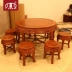 Huang Ze Dongyang đồ gỗ gụ Miến Điện gỗ hồng mộc trống bàn trống bàn chạm khắc rồng tròn bàn Ming và Qing giải trí cổ điển bàn - Bộ đồ nội thất Bộ đồ nội thất
