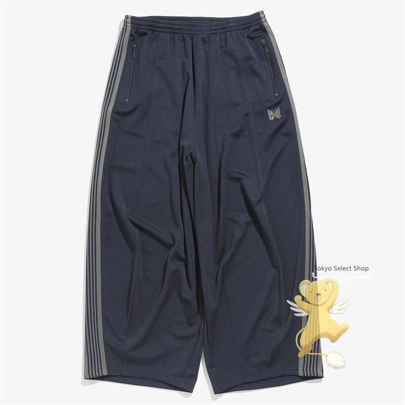Needles Striped Webbing Butterfly Embroidery Fat Pants Unisex Casual Sports Straight Wide-Leg Trousers