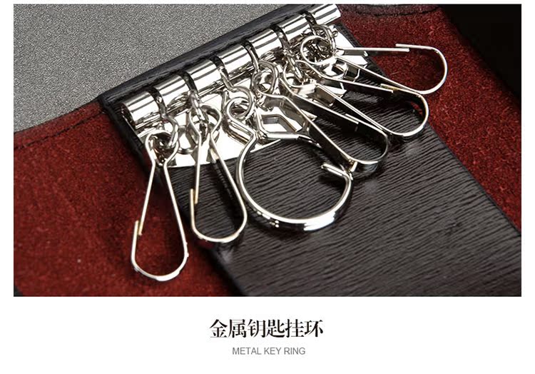 Thời trang nam đơn giản khóa mỏng chạm nổi túi da khóa túi kinh doanh bình thường eo treo chìa khóa đặt thẻ vị trí thẻ thẻ ví móc chìa khóa nữ