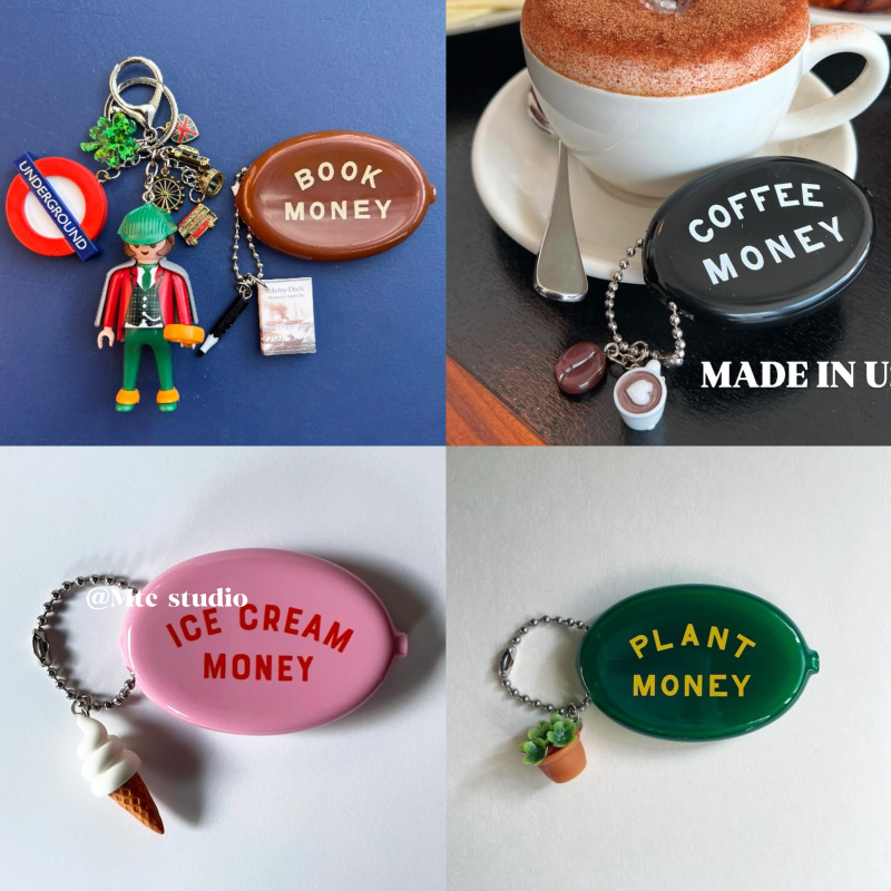 Korean Style ins Niche Design Retro Keychain Ring Pendant Bag Accessory Coin Purse Storage Couple Style