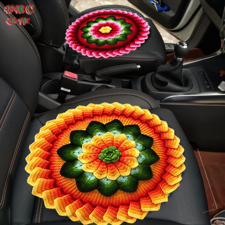 diy pure hand - knit woven lotus cushion sofa mat for car seat knitting mat material bag tutorial