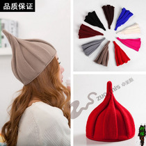 Korean version of the warm hat pointy knitted hat Wool pacifier hat Parent-child knitted solid color twist hat Adult hat for girls