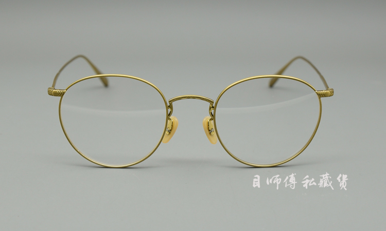Siêu nhẹ b titan trắng núi vàng dây titan tinh khiết khung phẳng ánh sáng retro hộp nam và nữ cận thị vàng - Kính khung kinh mat