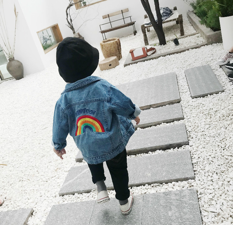 2018 phiên bản Hàn Quốc của trẻ em mới áo khoác denim mùa thu cotton thêu áo bé trai và bé gái mẹ và con gái gia đình và trẻ em set đồ đẹp cho mẹ và bé