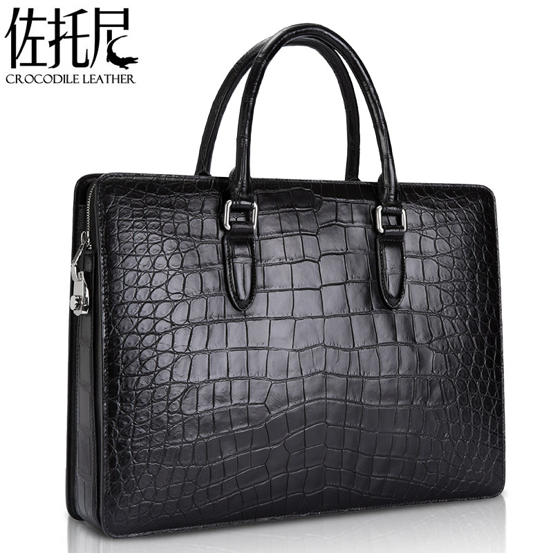 Zoonie Crocodile belly leather handbag men briefcase single shoulder bag no splicing whole face leather belly code lock