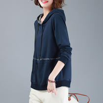 Hooded sweater womens spring and autumn loose Korean version of the short section 2021 new fashion super fire cec early autumn womens top long sleeve ins