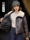 Plush lapel leather down jacket women's short winter 2026 new style fashionable and versatile warm jacket