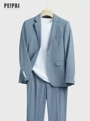 Spring and summer Korean version of the new suit men's suit haze blue casual thin slim fit ruffian handsome small suit trend