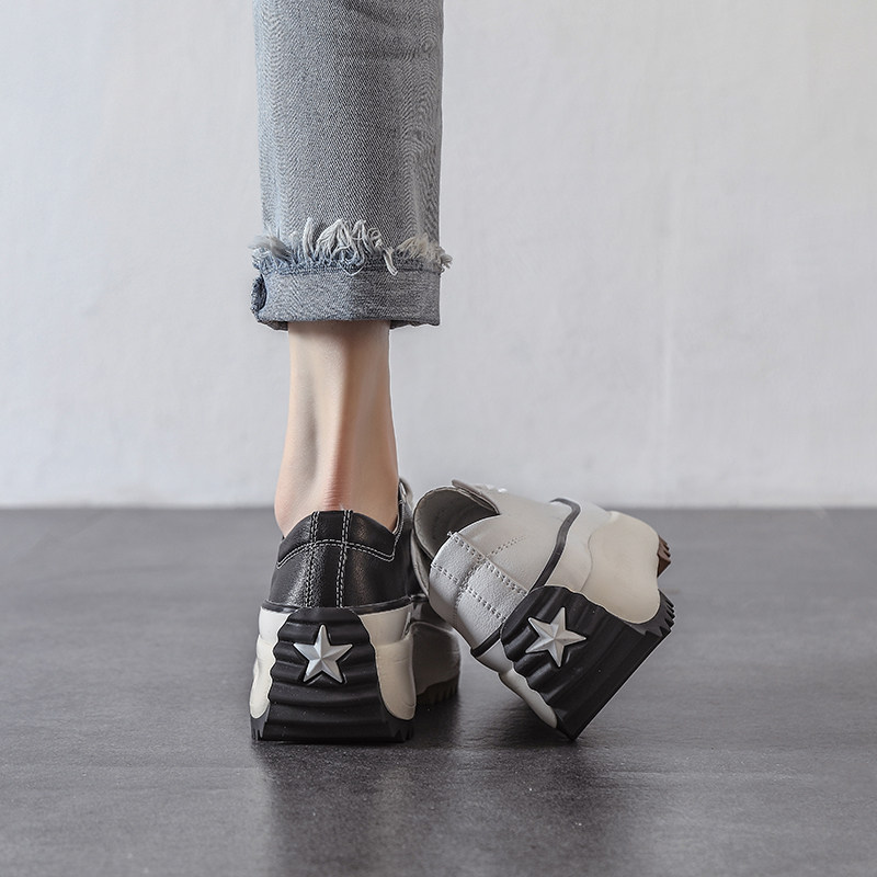 Thick-soled white shoes women's flat-bottom heightened summer 2022 new muffins all-match waffle forrest shoes ins tide non-slip