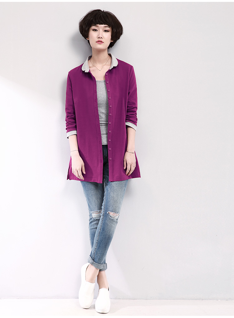 Phụ nữ trung niên xuân 2019 mới chất béo thủy triều mm30-40 tuổi mẹ cỡ lớn áo khoác dài tay áo sơ mi trung niên